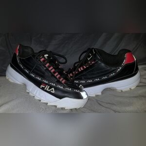 Used Men's Black, Red, White FILA DRST 97 X Disruptor 2 W/ Reflective Toe 10